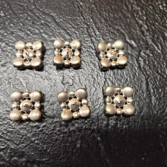 6 Vintage Aurora Borealis AB Crystal Buttons – Square Prong Set 50s Costume Glam - Picture 3 of 3